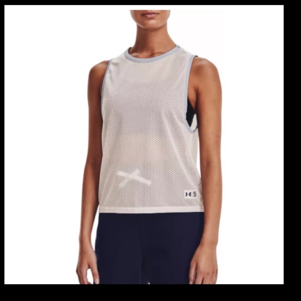 Under Armour White Mesh Sleeveless Training Tank